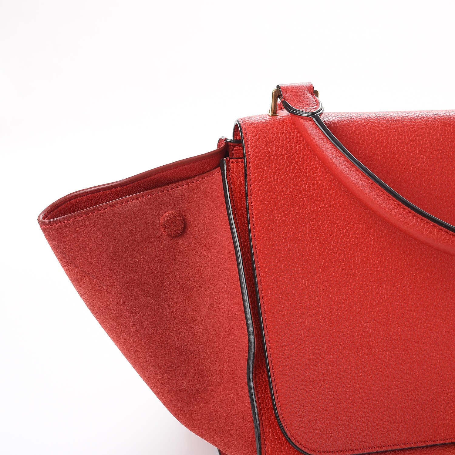 Celine Drummed Calfskin Suede Medium Trapeze Coquelicot 10 of 13