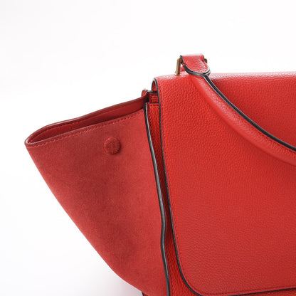 Celine Drummed Calfskin Suede Medium Trapeze Coquelicot 10 of 13