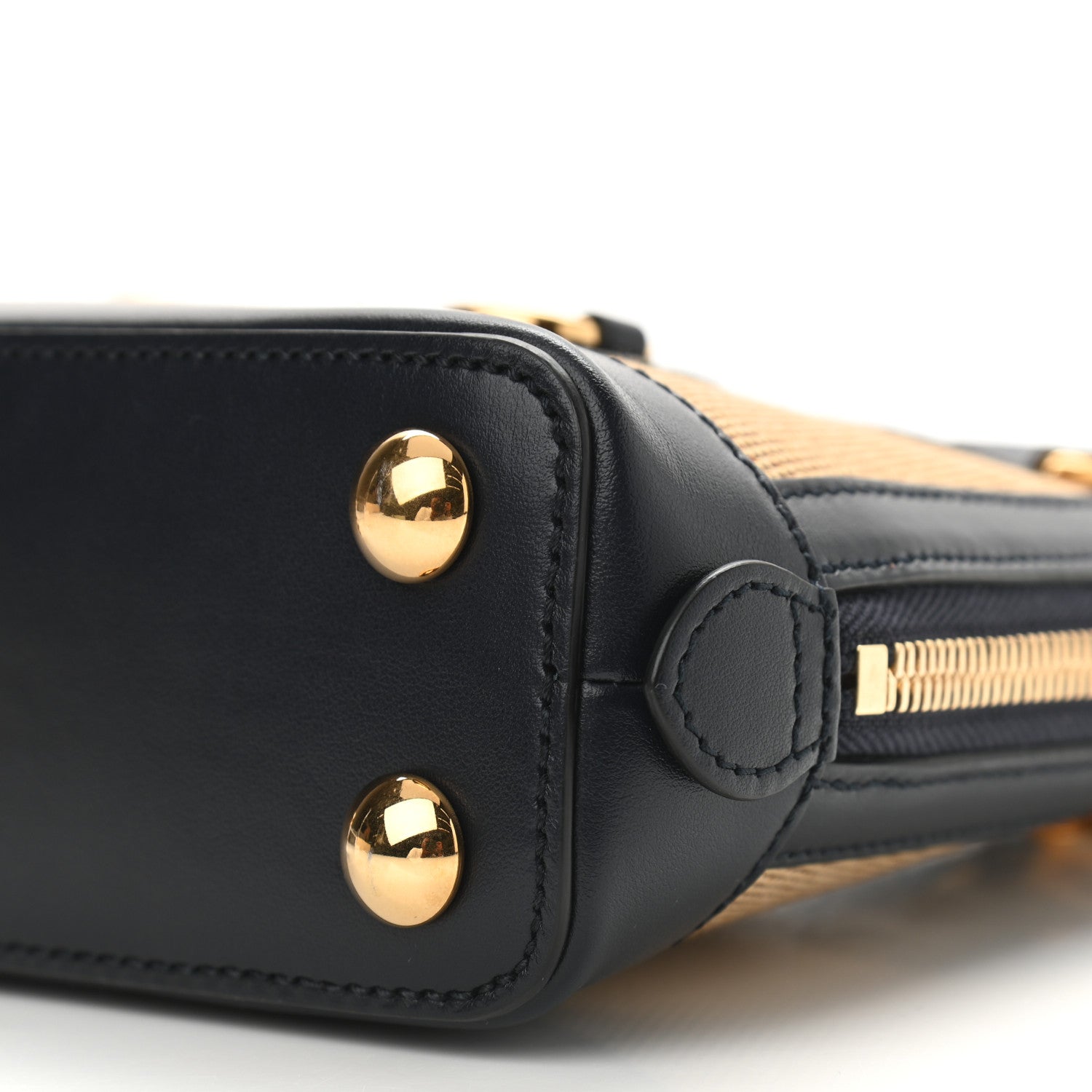 Gucci Vintage Rice Canvas Plutone Calfskin Mini Horsebit 1955 Top Handle Bag Beige Black 10 of 10