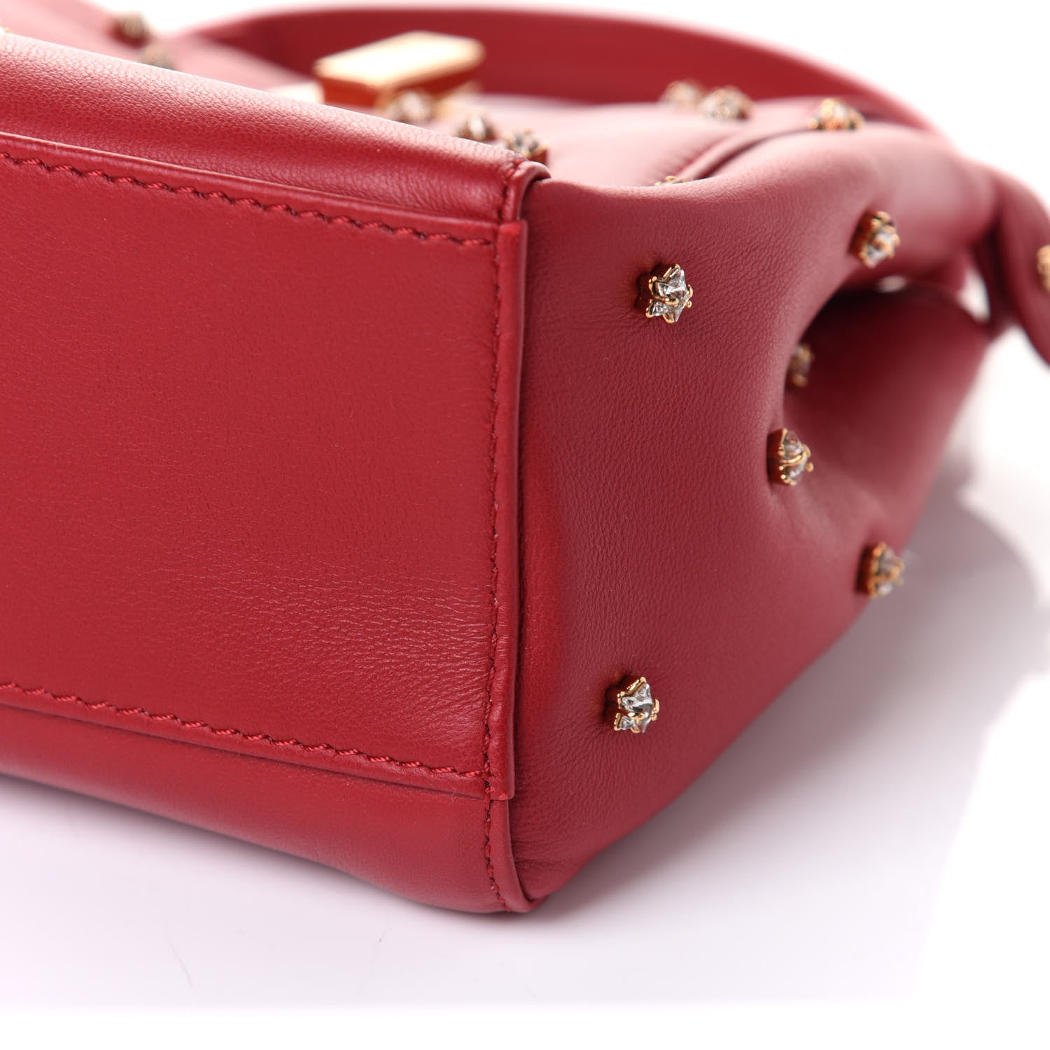 Fendi Nappa Crystal Stars Studded XS Peekaboo Iconic Satchel Fragola 11 of 11