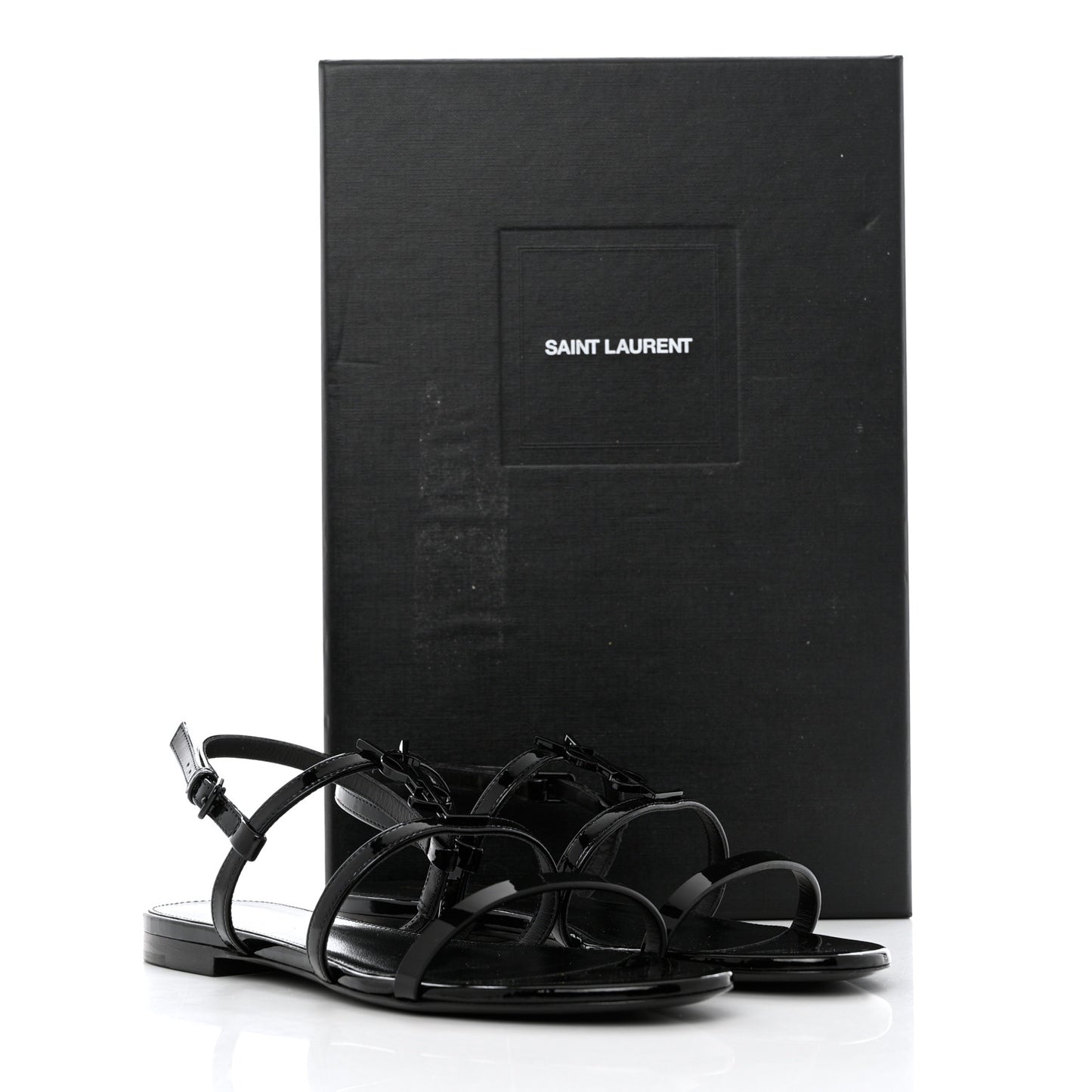Patent Calfskin Cassandra Monogram Sandals 36.5 Black