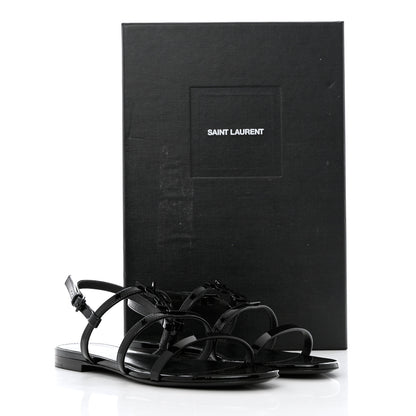 Saint Laurent Patent Calfskin Cassandra Monogram Sandals 36.5 Black 12 of 12