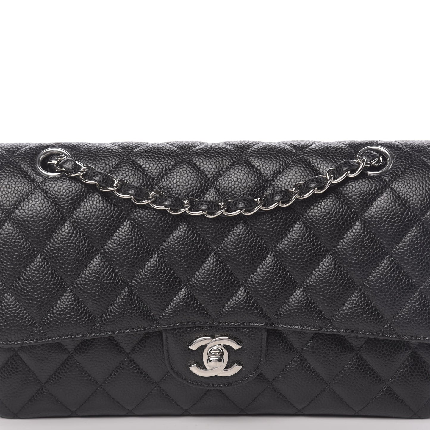 Caviar Quilted Medium Double Flap Black