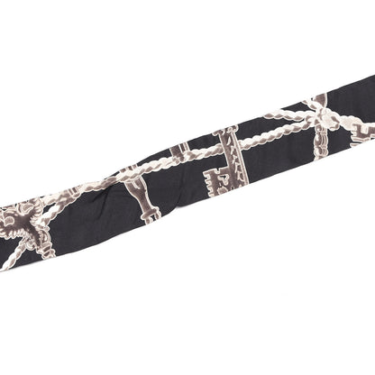 Hermes Silk Les Cles Twilly Black 3 of 4