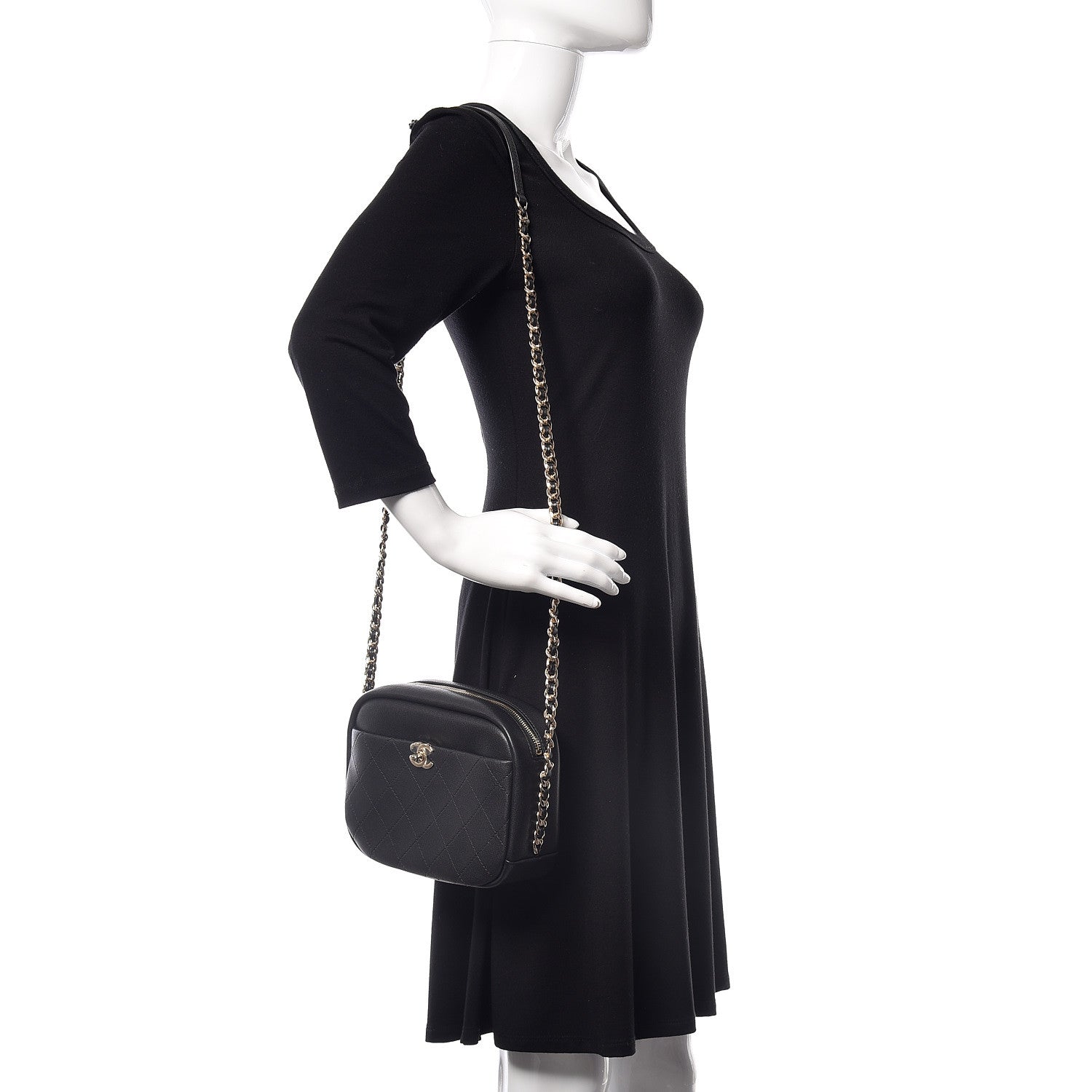 Chanel Goatskin Quilted Large Casual Trip Camera Case Bag Black 2 of 10