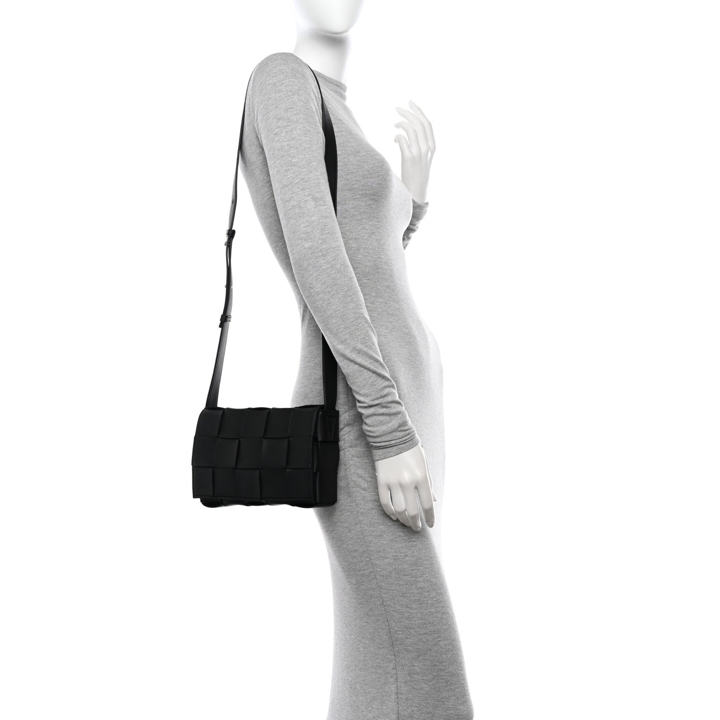 Lambskin Maxi Intrecciato Cassette Crossbody Bag Black