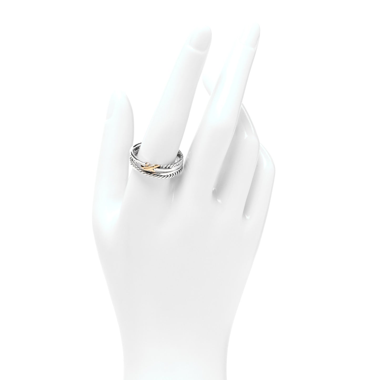 Sterling Silver 18K Yellow Gold 6mm X Crossover Ring 62 10
