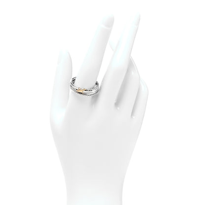 David Yurman Sterling Silver 18K Yellow Gold 6mm X Crossover Ring 62 10 2 of 4
