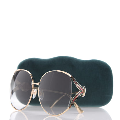 Gucci Metal Oversized Round Frame GG0225S Sunglasses Gold 8 of 8