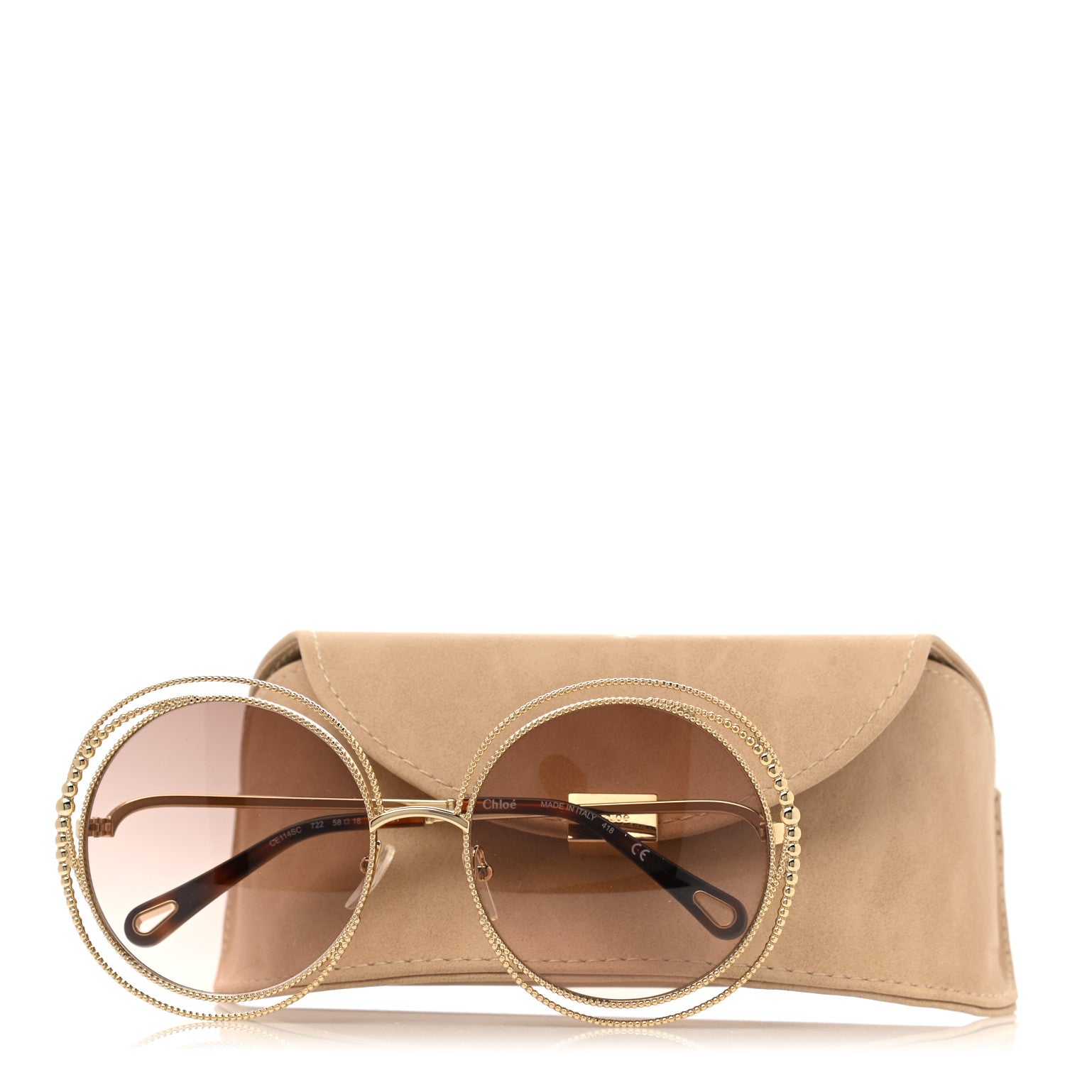 Chloe Oversized Round Carlina Sunglasses CE114SC Peach Pink 7 of 7