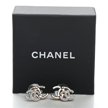 Chanel Crystal Double CC Earrings Gold Silver 5 of 5