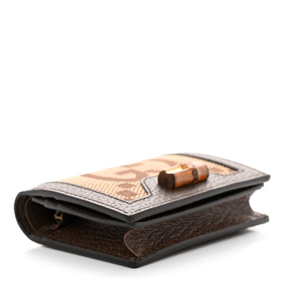 Gucci Monogram Jumbo GG Textured Dollar Calfskin Diana Card Case Wallet Camel Ebony New Acero 4 of 8