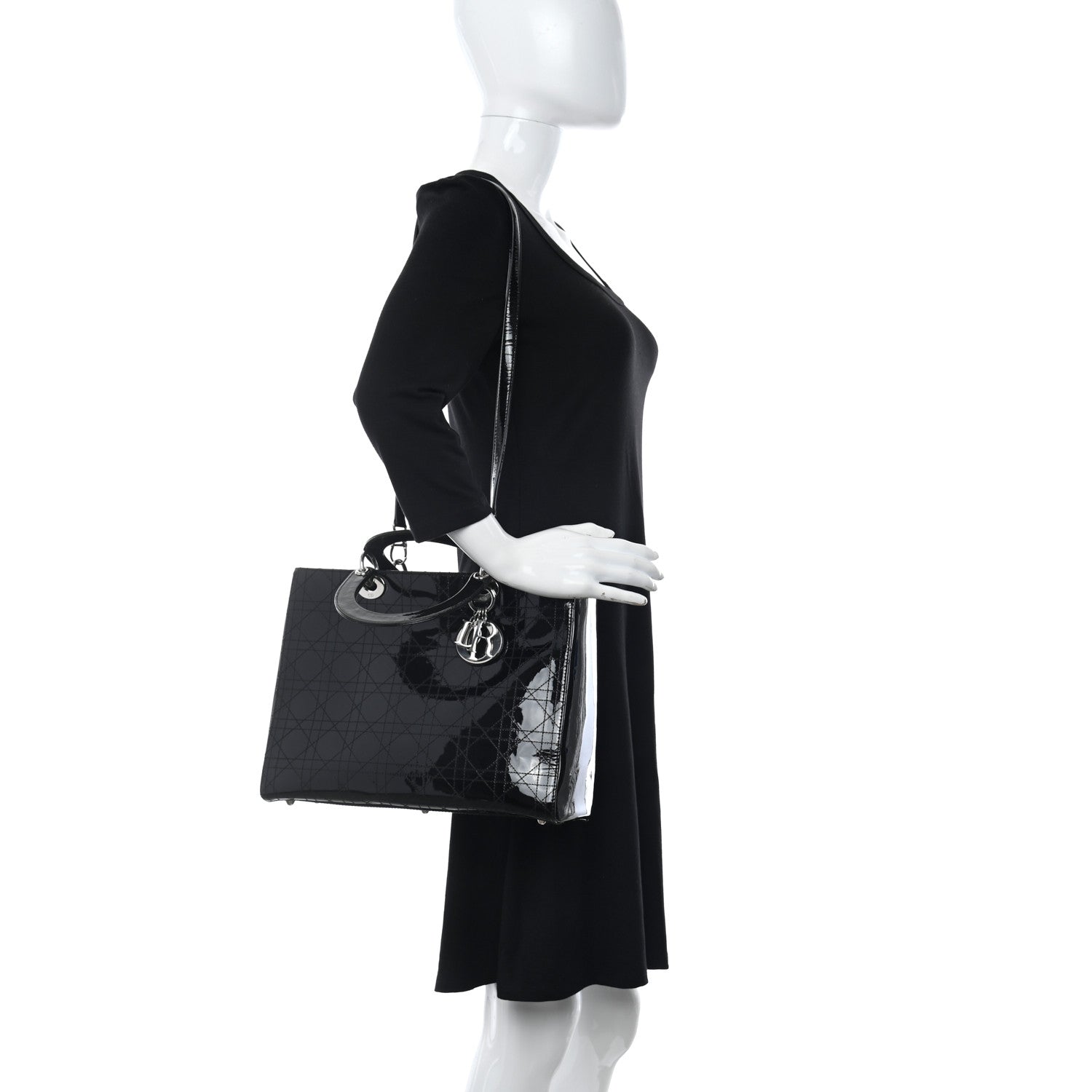 Christian Dior Patent Cannage Stitched Large Lady Dior Black 2 of 10