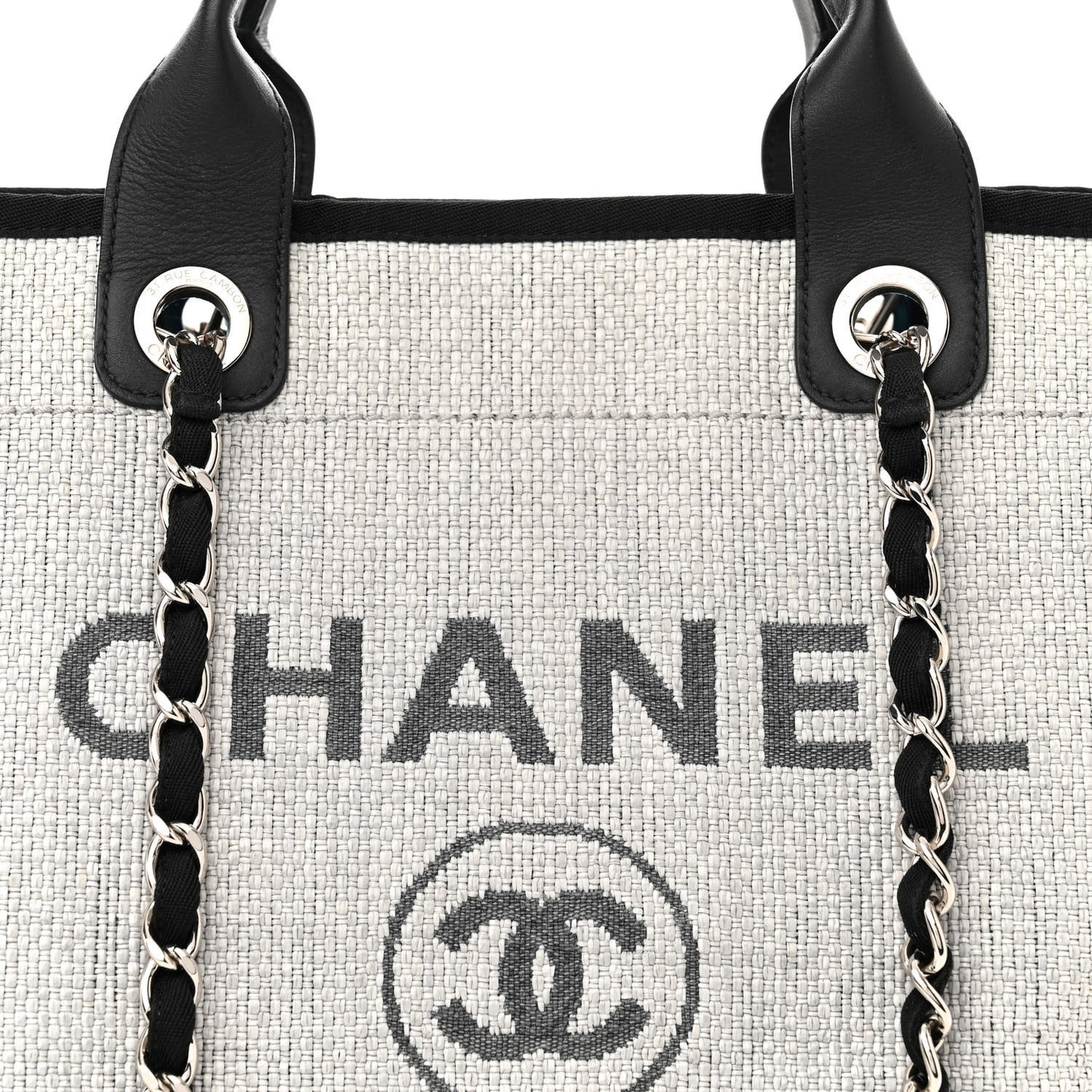 Woven Straw Raffia Medium Deauville Tote Grey