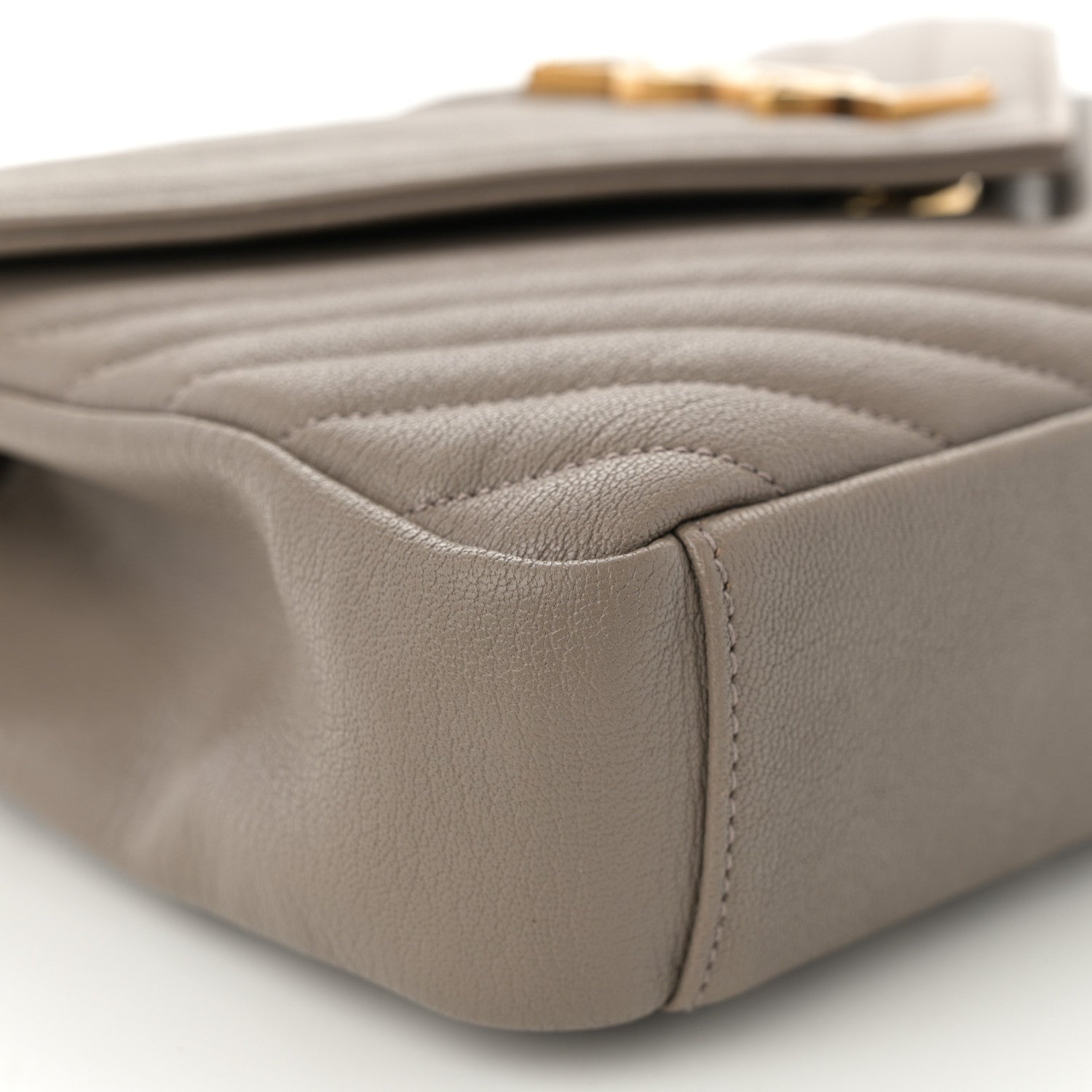 Saint Laurent Sheepskin Matelasse Chevron Monogram Medium College Bag Greyish Brown 11 of 14
