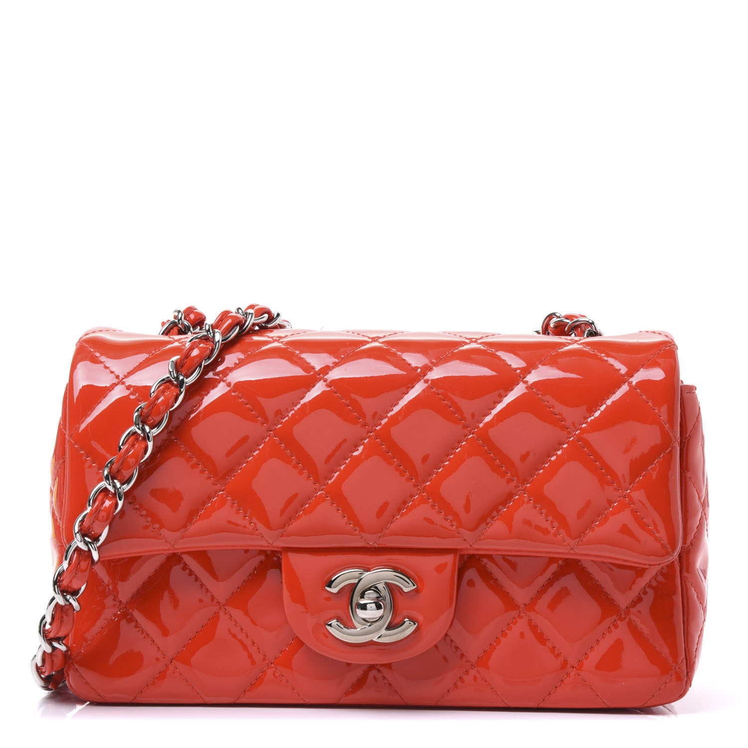 Chanel Patent Calfskin Quilted Mini Rectangular Flap Red 1 of 10
