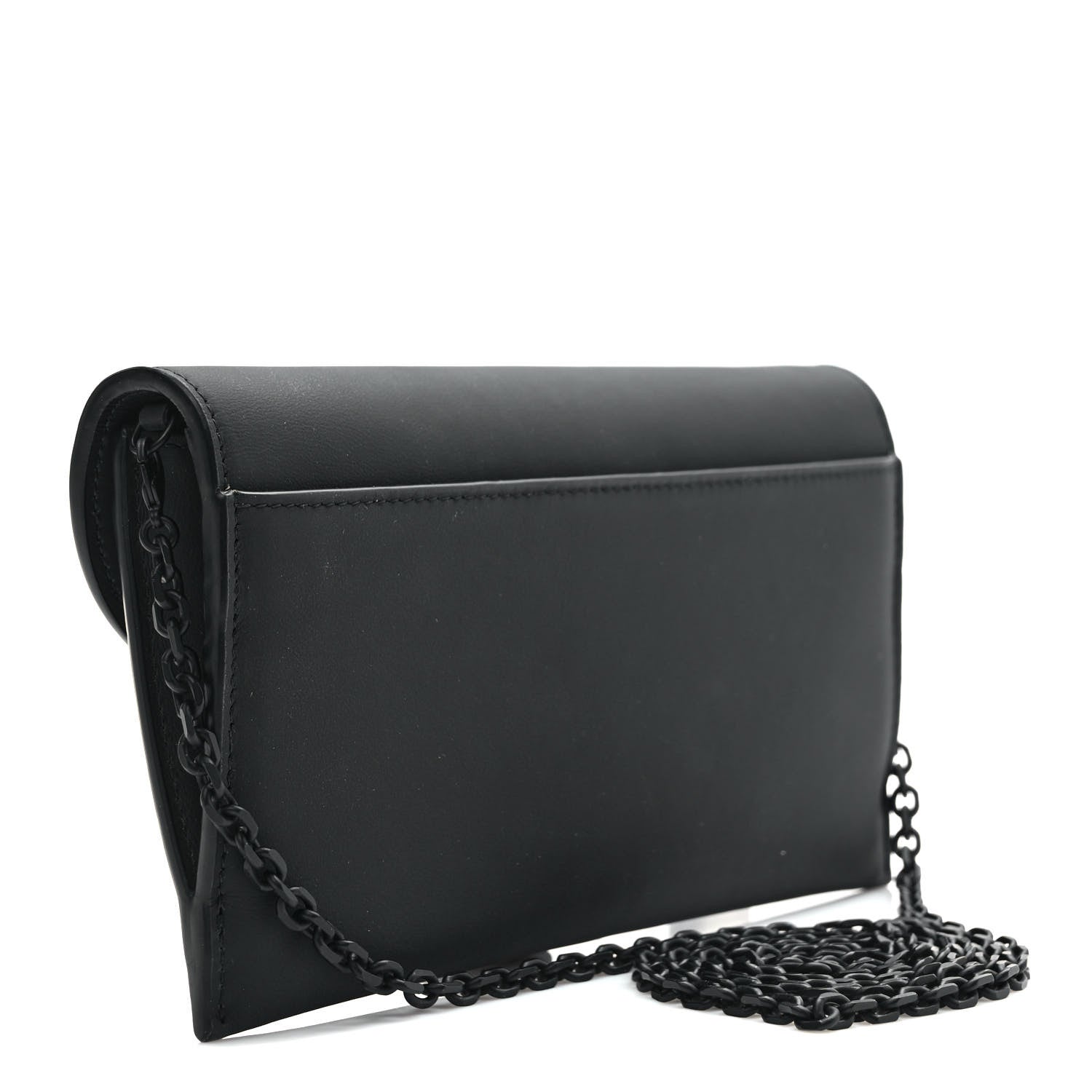 Christian Dior Ultra Matte Calfskin Saddle Chain Wallet Pouch Black 4 of 11