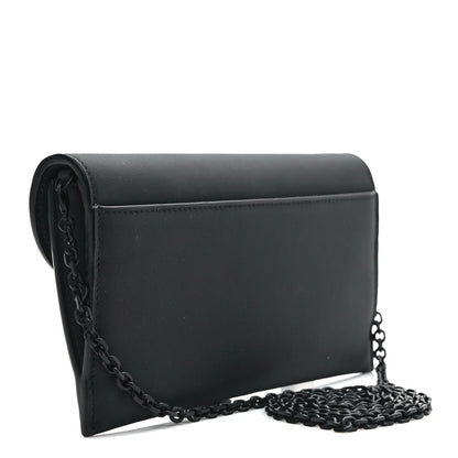 Christian Dior Ultra Matte Calfskin Saddle Chain Wallet Pouch Black 4 of 11