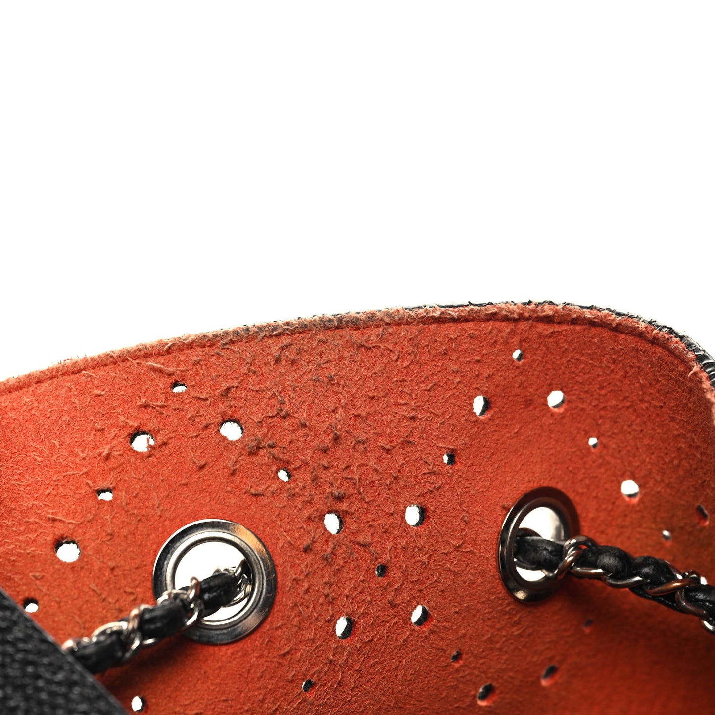 Caviar Perforated Drawstring CC Bag Black Orange