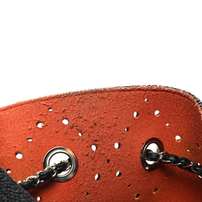 Chanel Caviar Perforated Drawstring CC Bag Black Orange 14 of 15