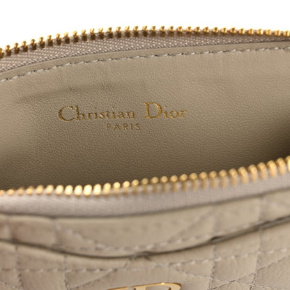 Christian Dior Supple Calfskin Cannage Caro Cosmos Zipped Card Holder Sand 12 of 16