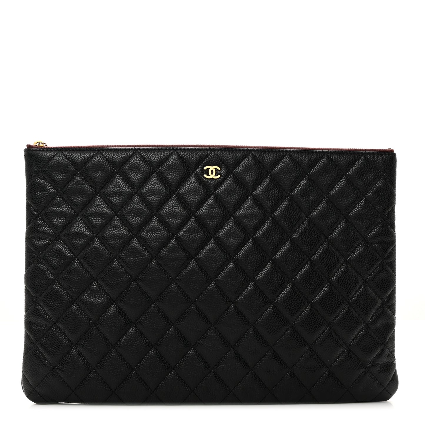 Caviar Quilted Large Cosmetic Case Black