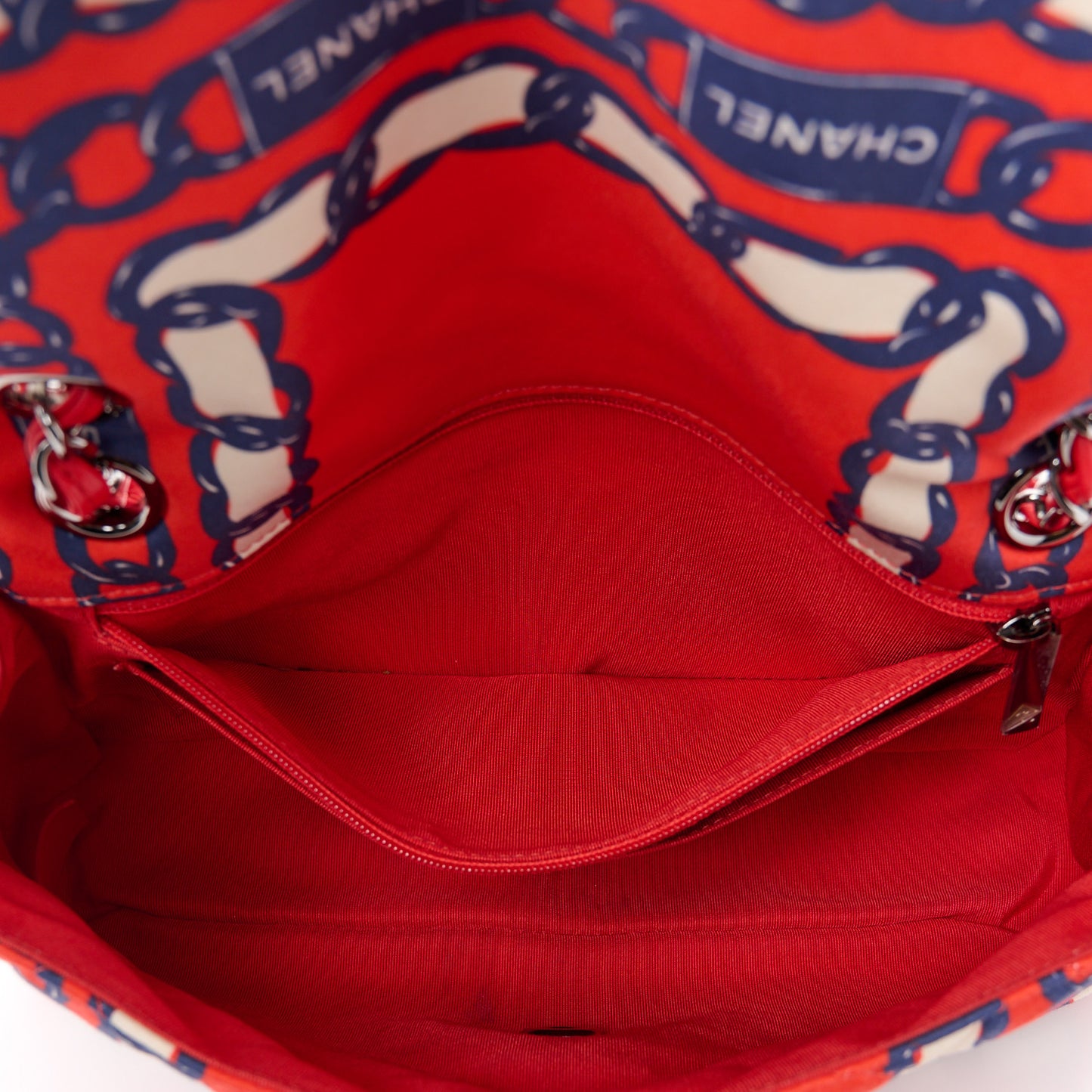 Silk Chain Printed Medium Single Flap Red