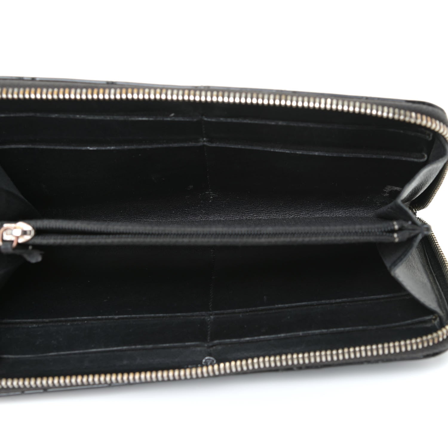 Chanel Patent Quilted Brilliant Zip Around Wallet Black 5 of 12