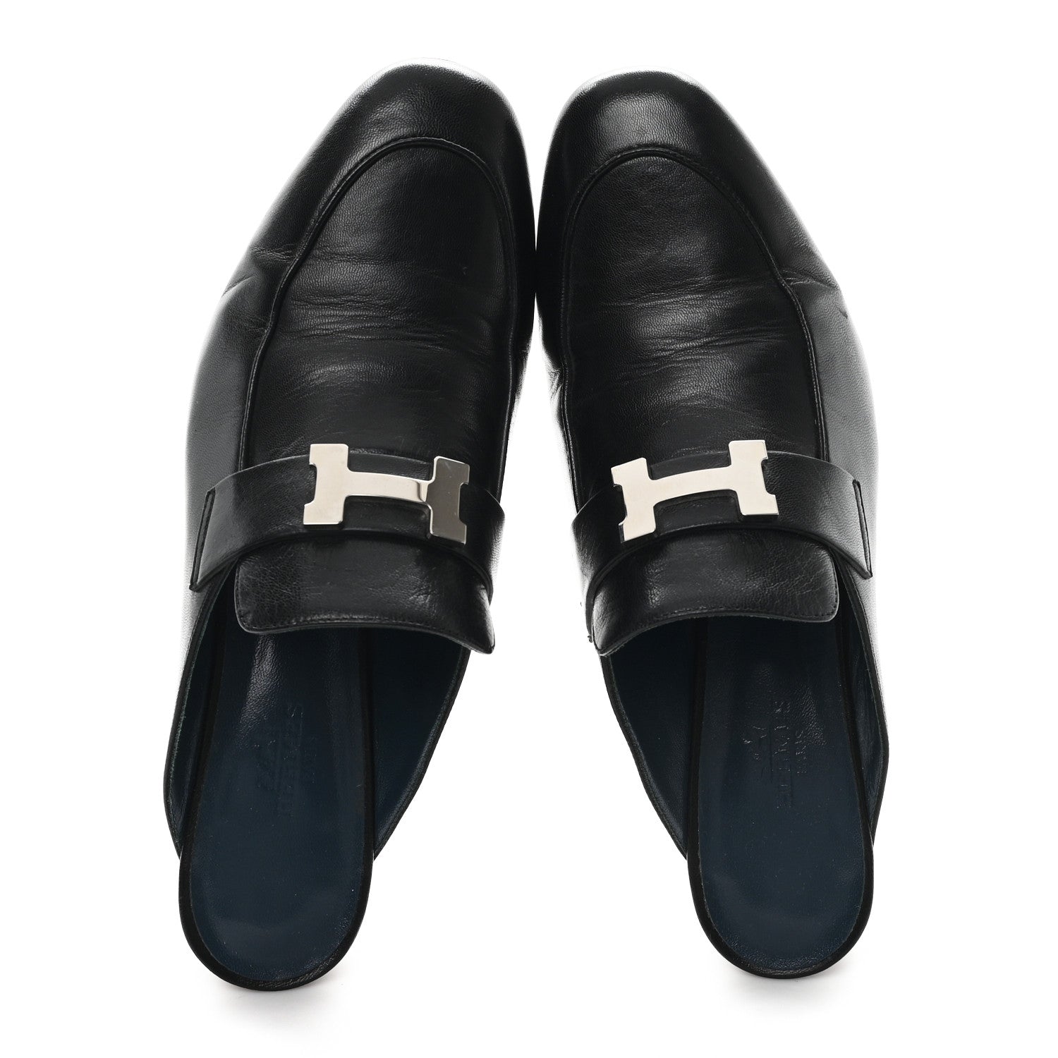 Hermes Goatskin Paradis Mules 37.5 Black 2 of 10