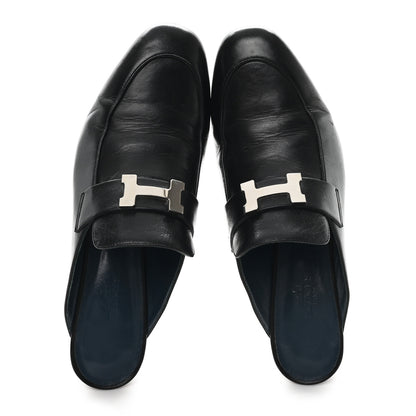 Hermes Goatskin Paradis Mules 37.5 Black 2 of 10