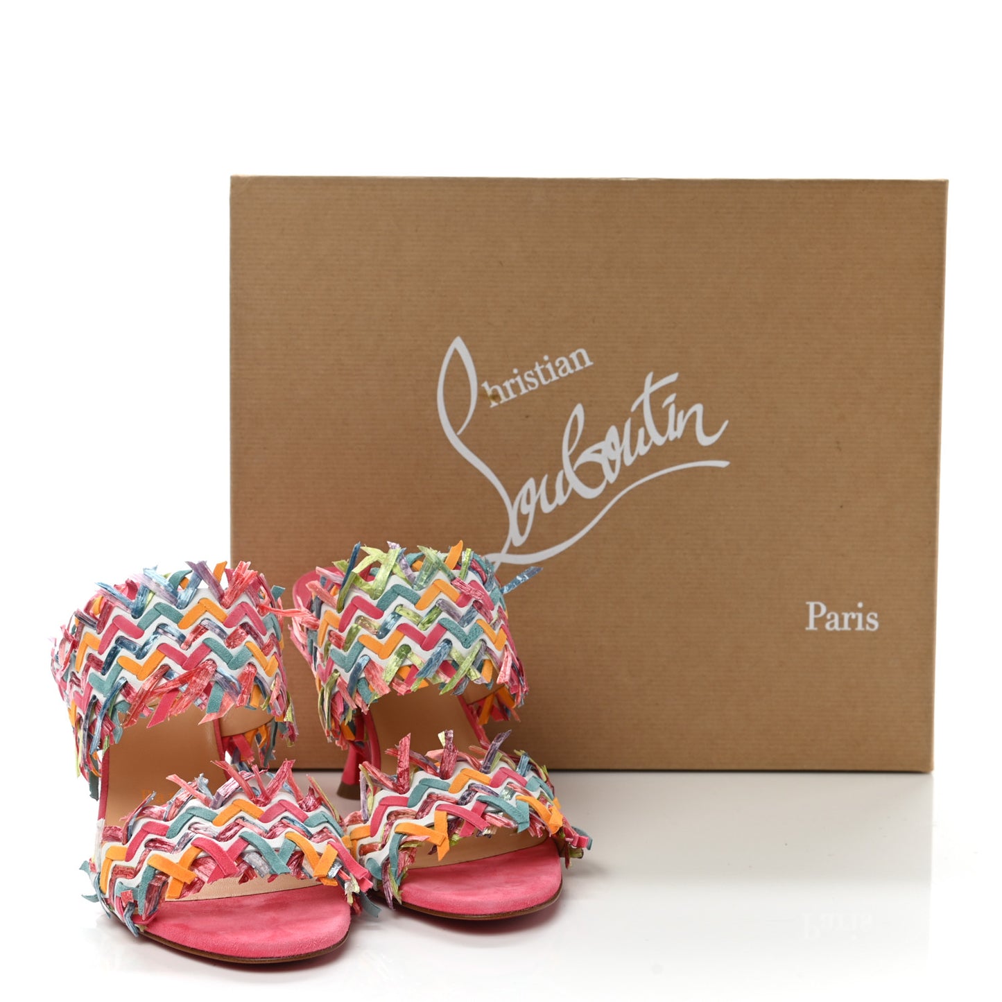 Nappa Velvet Suede Raffia Meroine 85 Sandals 36.5 Multicolor