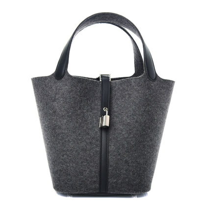 Hermes Feutre Swift Picotin Lock 22 MM Gris Moyen Black 1 of 10