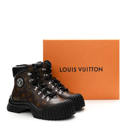 Louis Vuitton Calfskin Patent Monogram Ruby Flat Ranger Boots 39.5 Black 10 of 10