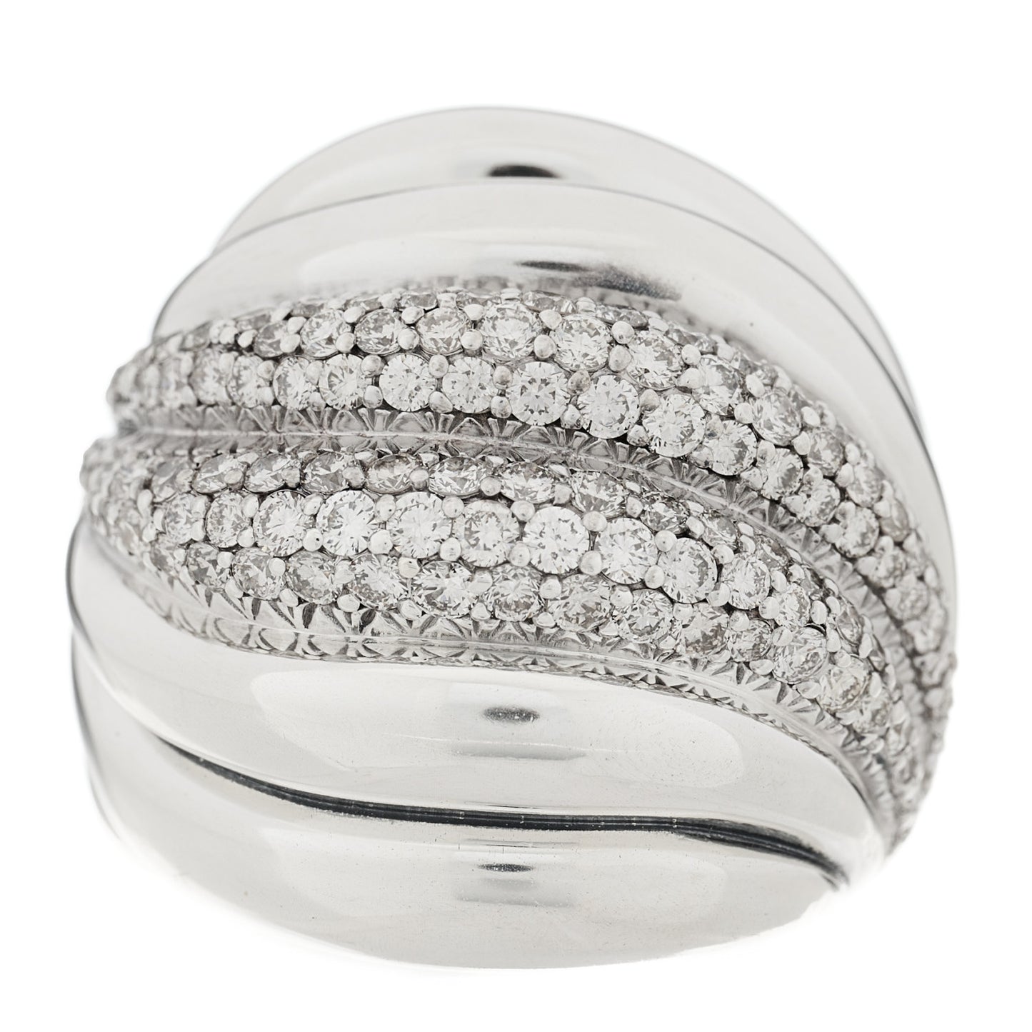 Sterling Silver Diamond Sculpted Cable Ring 52 6