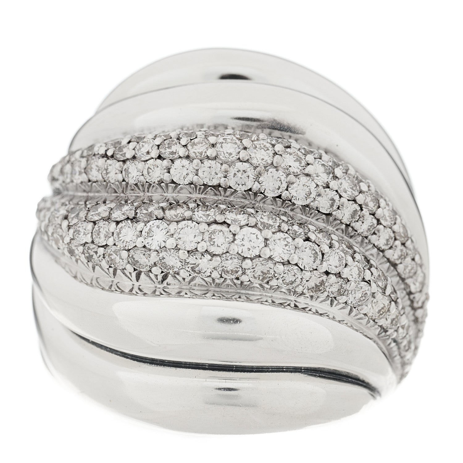 David Yurman Sterling Silver Diamond Sculpted Cable Ring 52 6 1 of 5