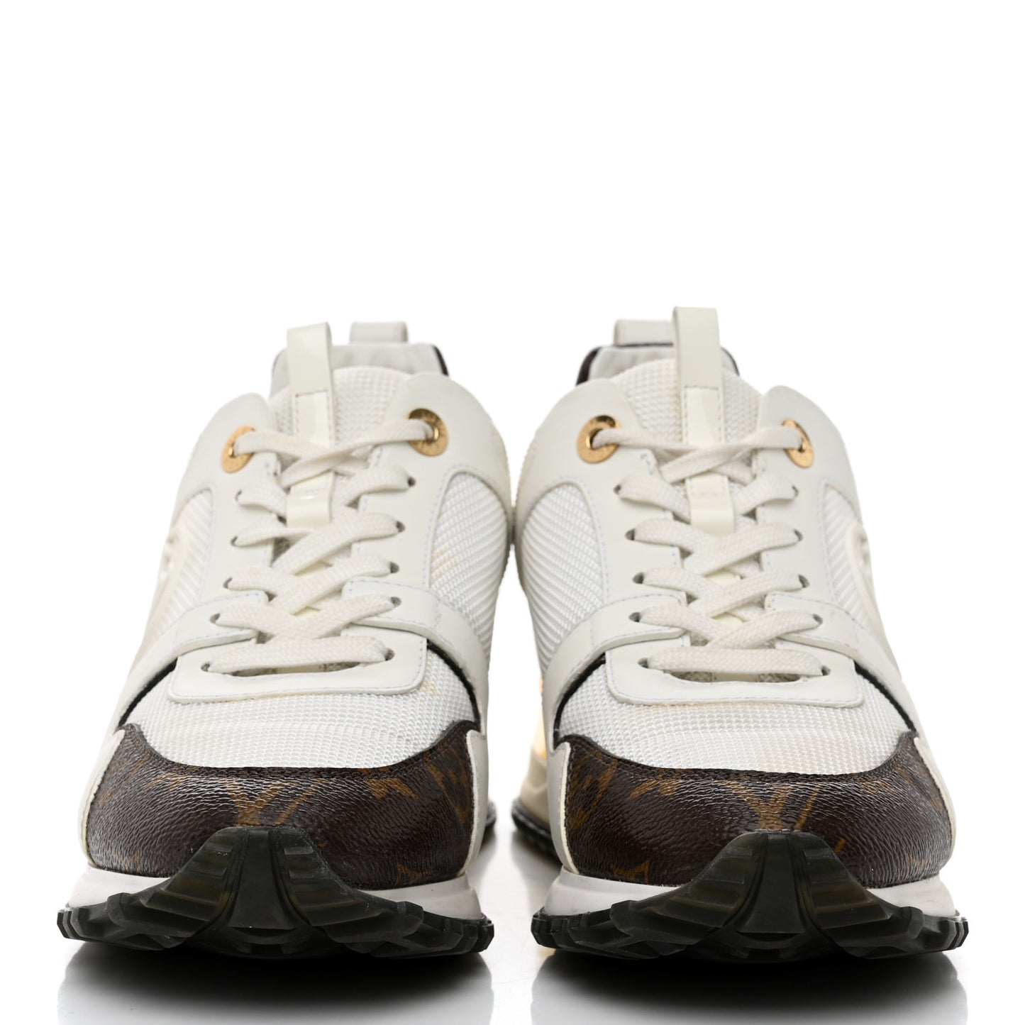 Calfskin Monogram Run Away Sneakers 37.5 White