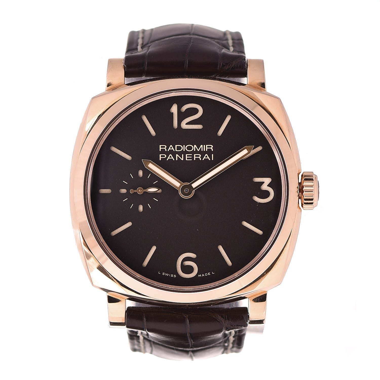 Panerai 18K Rose Gold Alligator 42mm Radiomir 1940 ORO Rosso Automatic Watch Brown PAM00513 1 of 15