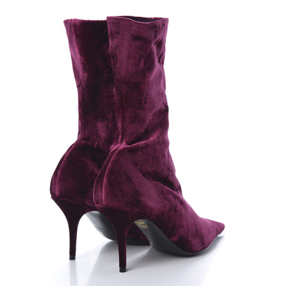Balenciaga Velvet Extreme Pointed Toe Knife Booties 41 Bordeaux 4 of 7