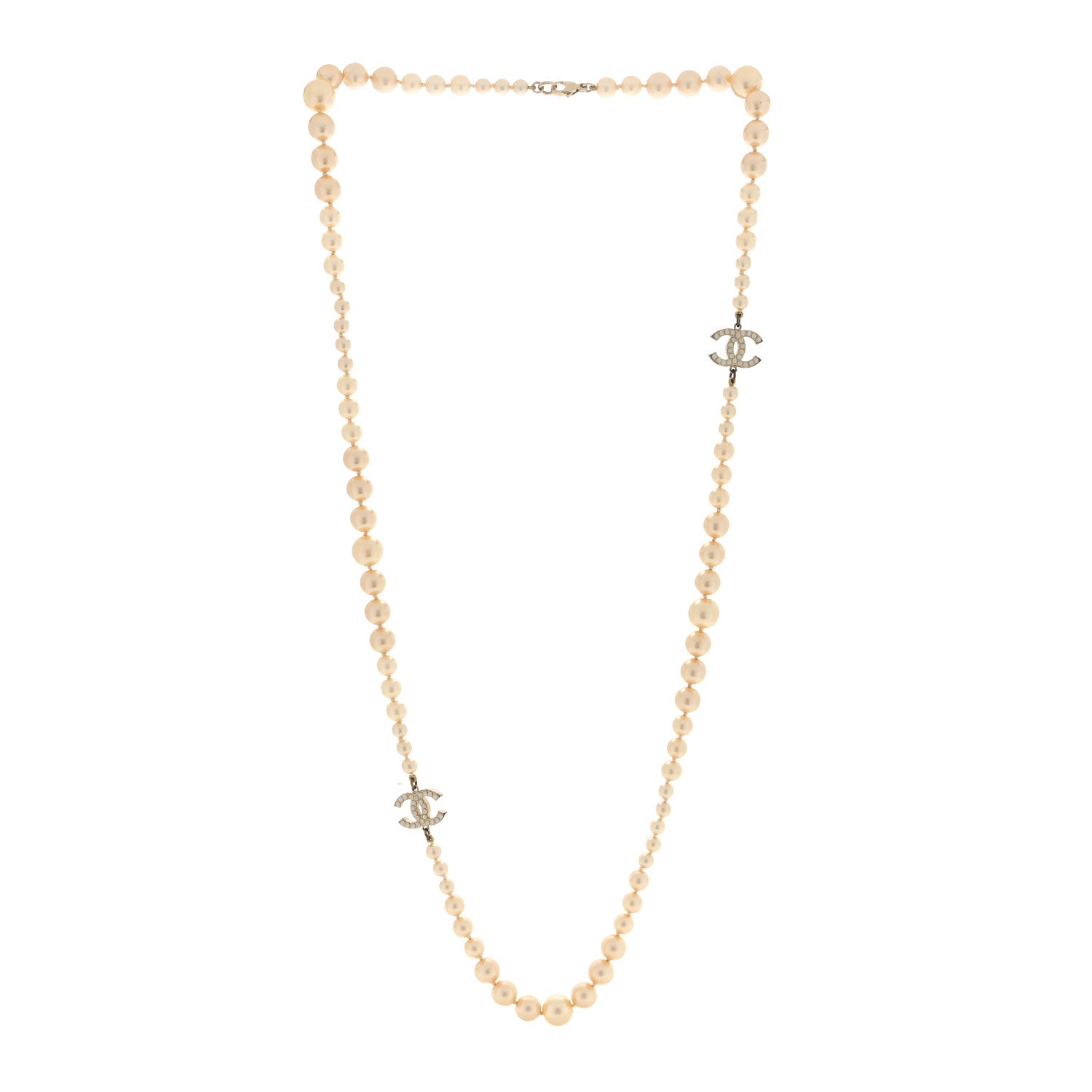 Chanel Graduated Pearl CC Long Necklace Gold 2 of 5
