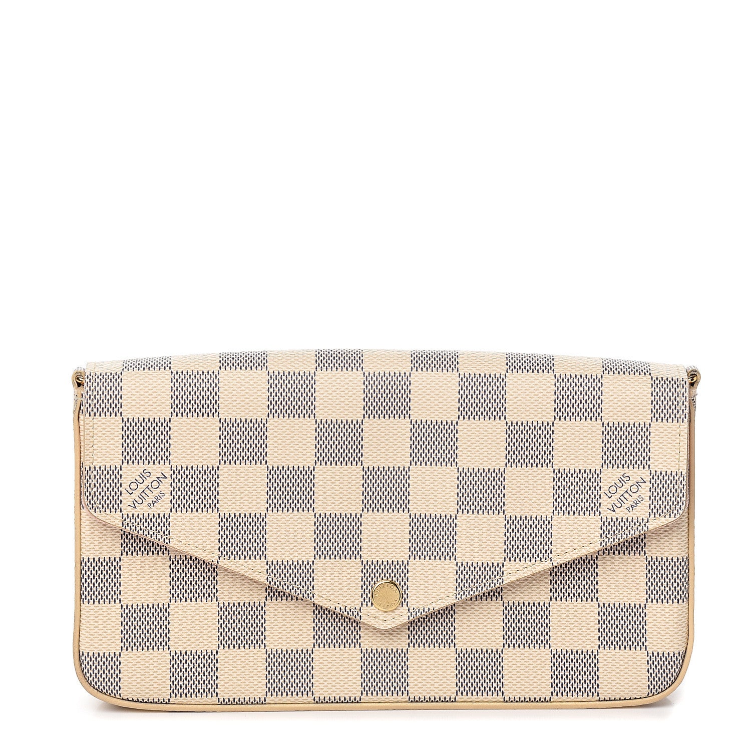 Louis Vuitton Damier Azur Pochette Felicie Chain Wallet Rose Ballerine 1 of 9