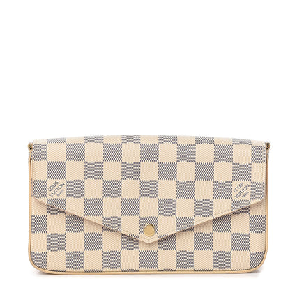 Louis Vuitton Damier Azur Pochette Felicie Chain Wallet Rose Ballerine 1 of 9