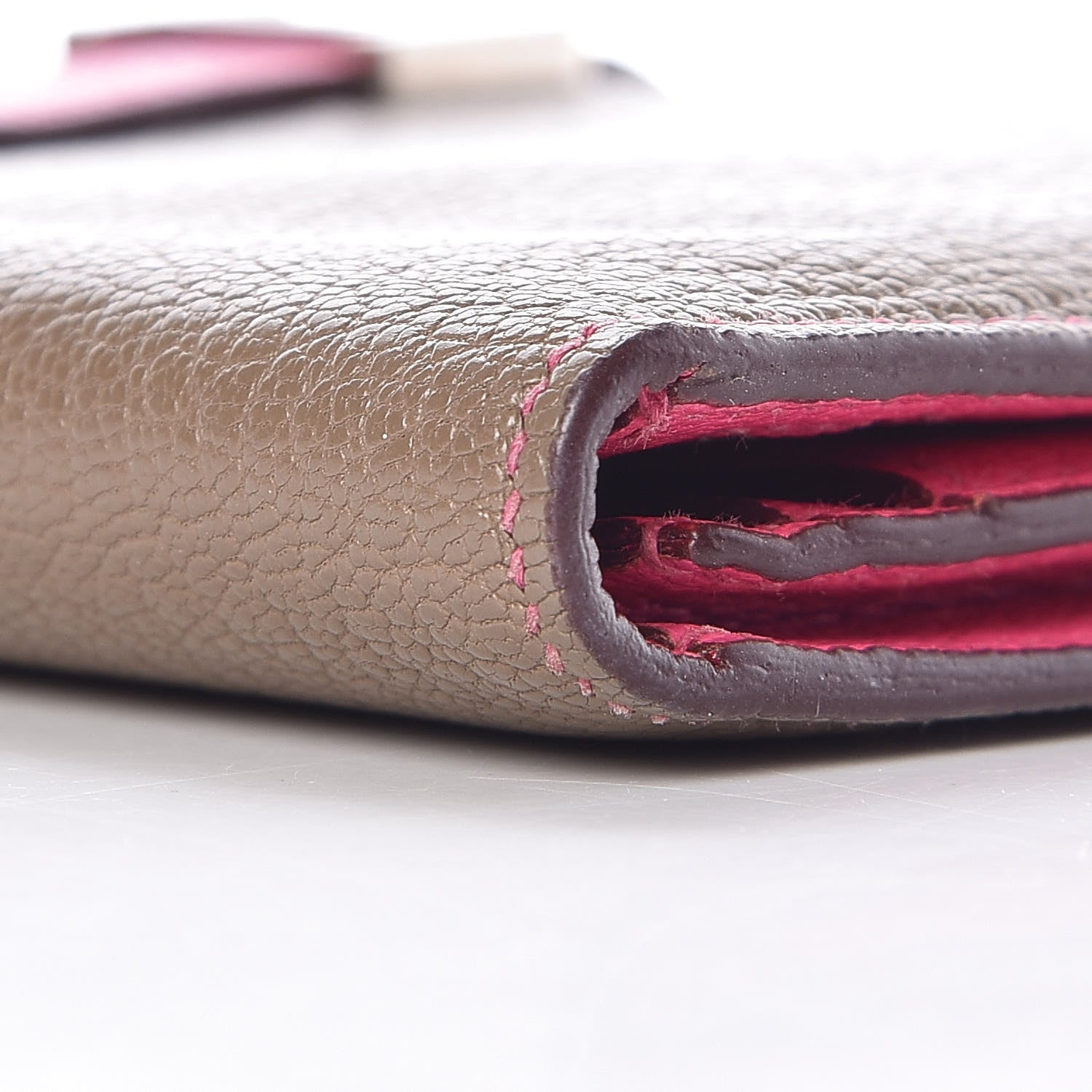 Hermes Chevre Mysore Bi-Color Bearn Gusset Wallet Etoupe Rose Shocking 6 of 14