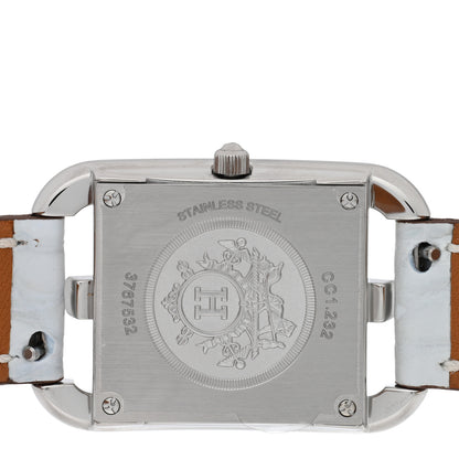 Hermes Stainless Steel Alligator Diamond Bezel Mother of Pearl 23mm Cape Cod Quartz Watch Bleu Brum 4 of 5