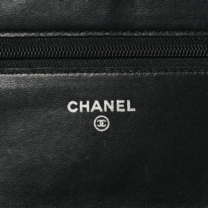 Chanel Lambskin Camellia Embossed Wallet on Chain WOC Black 6 of 11