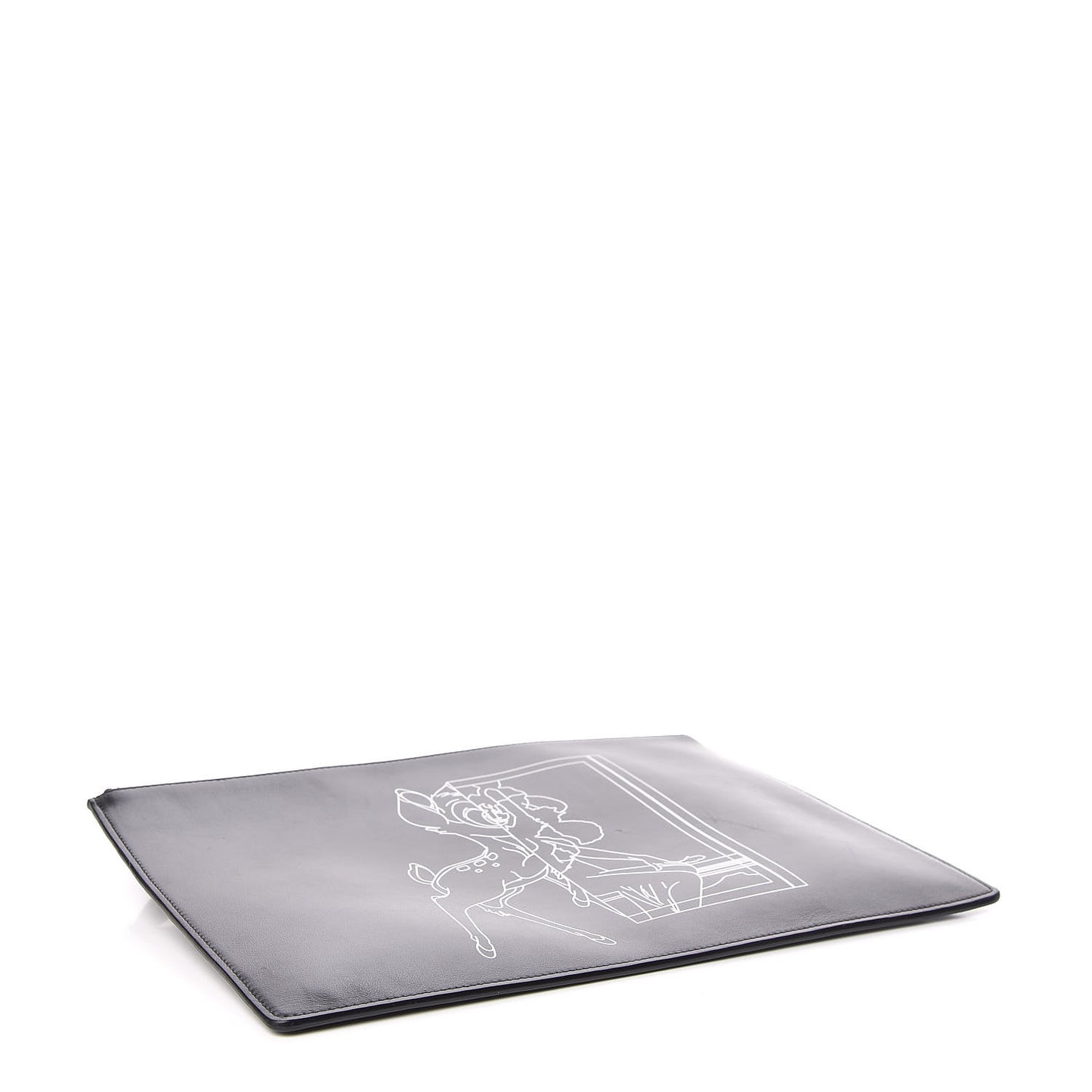 Calfskin Bambi Print Large Cosmetic Pouch Black