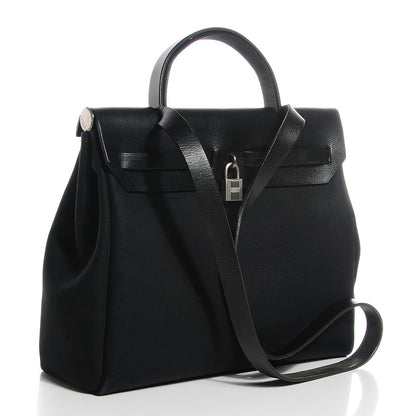 Hermes Vache Calfskin Toile Herbag 30 PM Black 3 of 12