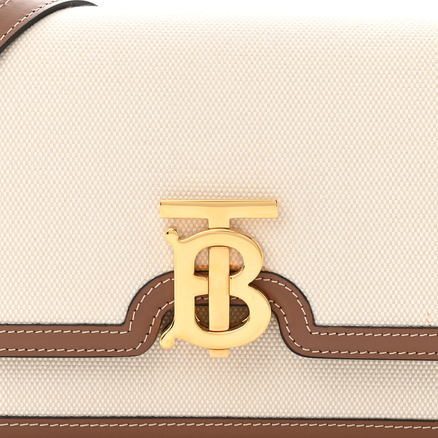 Burberry Canvas Calfskin Small TB Bag Natural 7 of 12