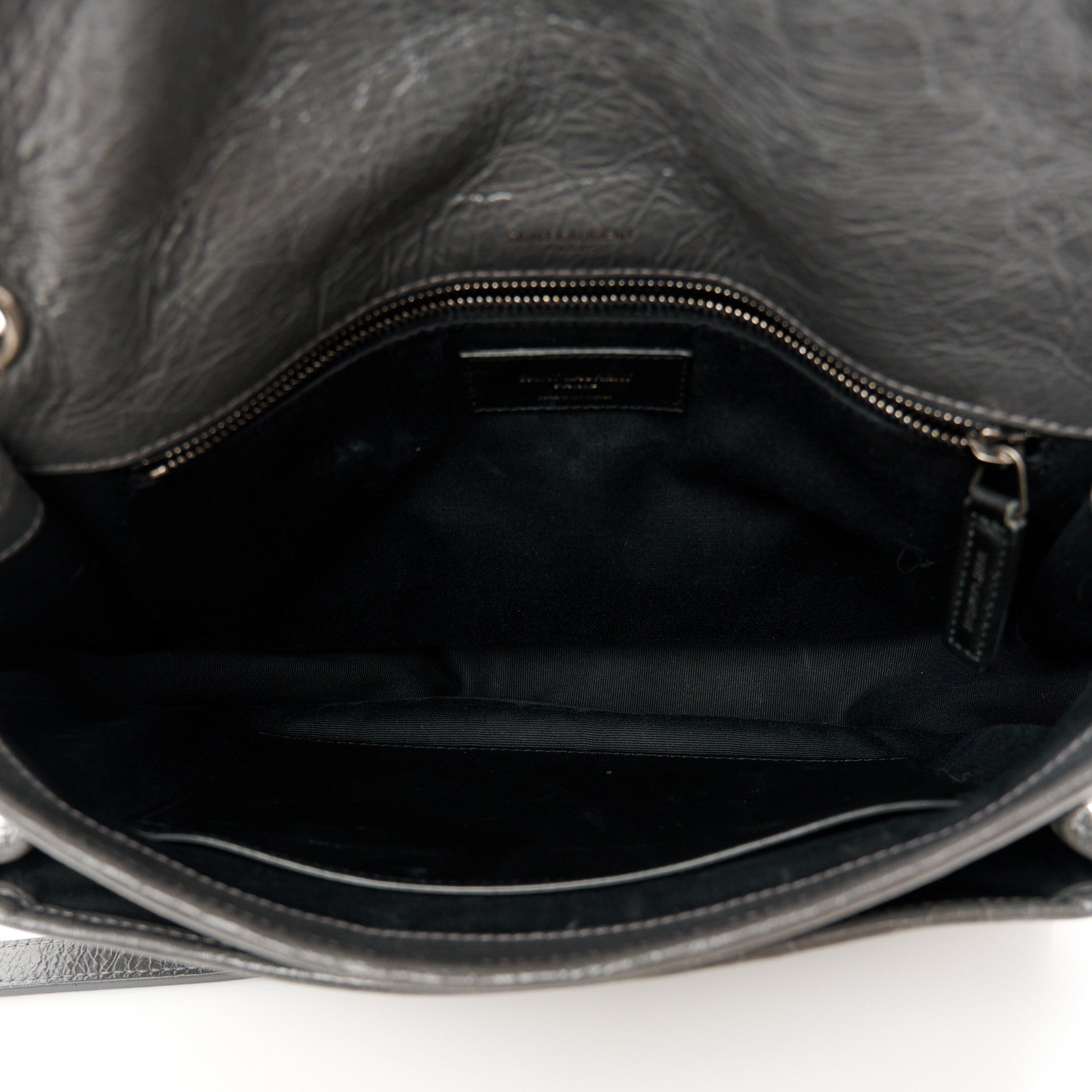 Saint Laurent Crinkled Calfskin Matelasse Monogram Medium Niki Chain Satchel Storm 5 of 12