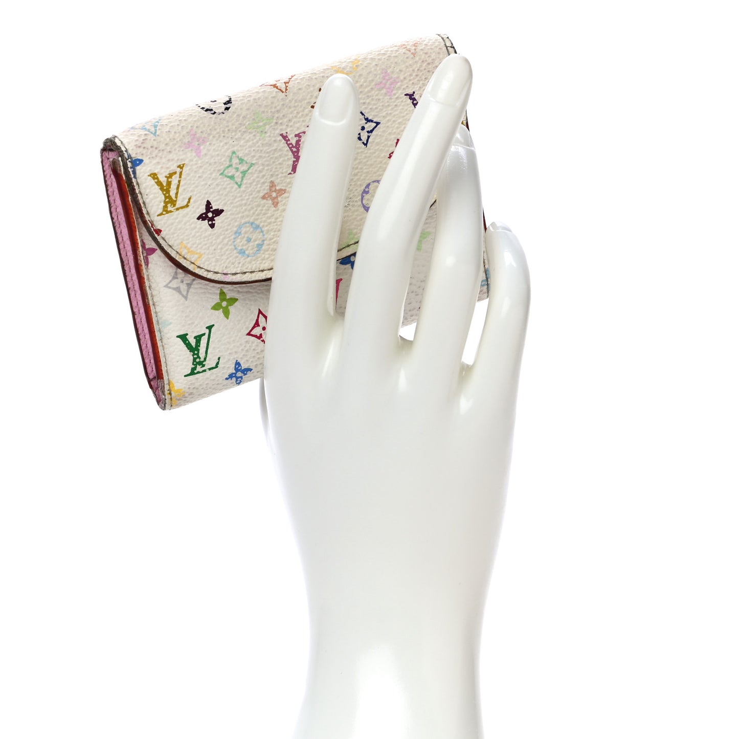 Monogram Multicolor Business Card Holder White Litchi