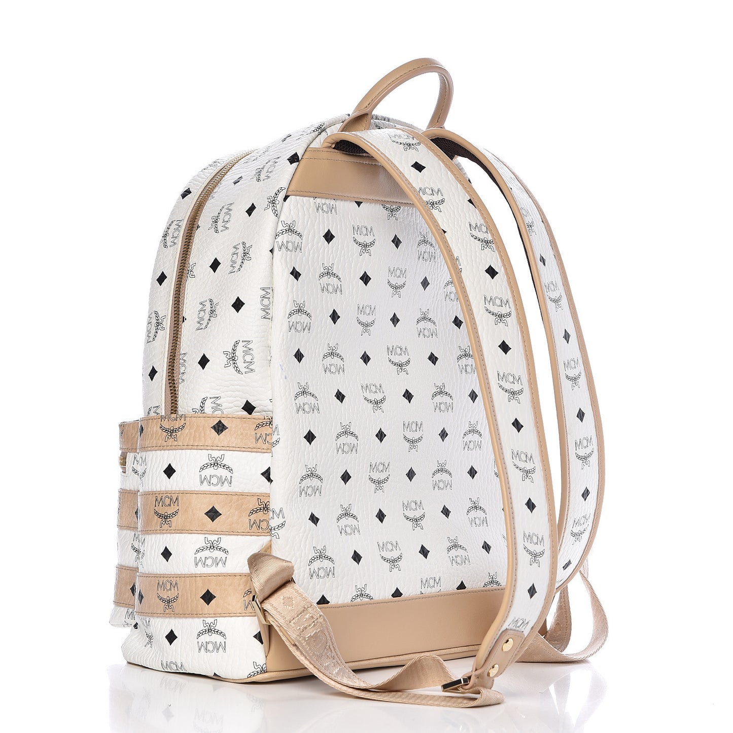 Metallic Visetos Striped Medium Stark Backpack White Beige